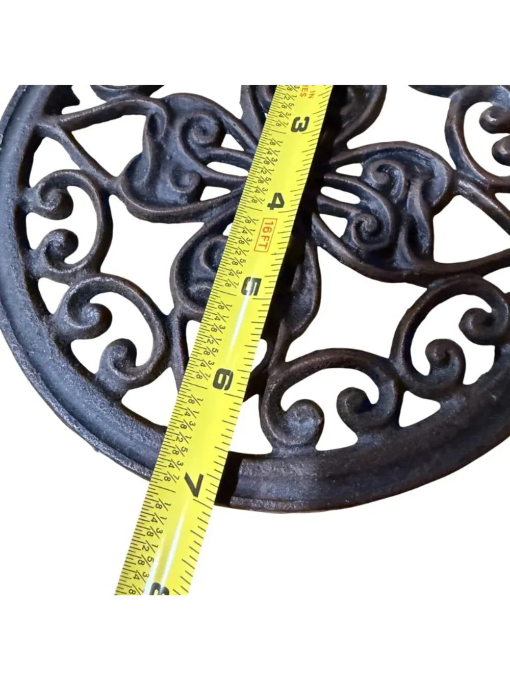 Cast Iron Trivet Set of 4 Floral Clover Leaf 7